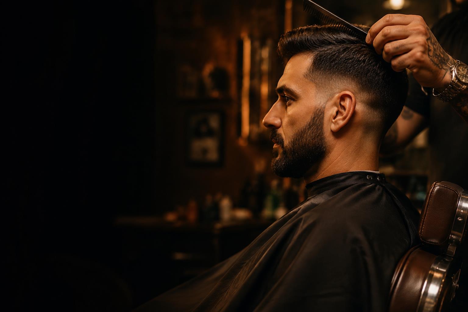 Conceito visual de atendimento em barbearia